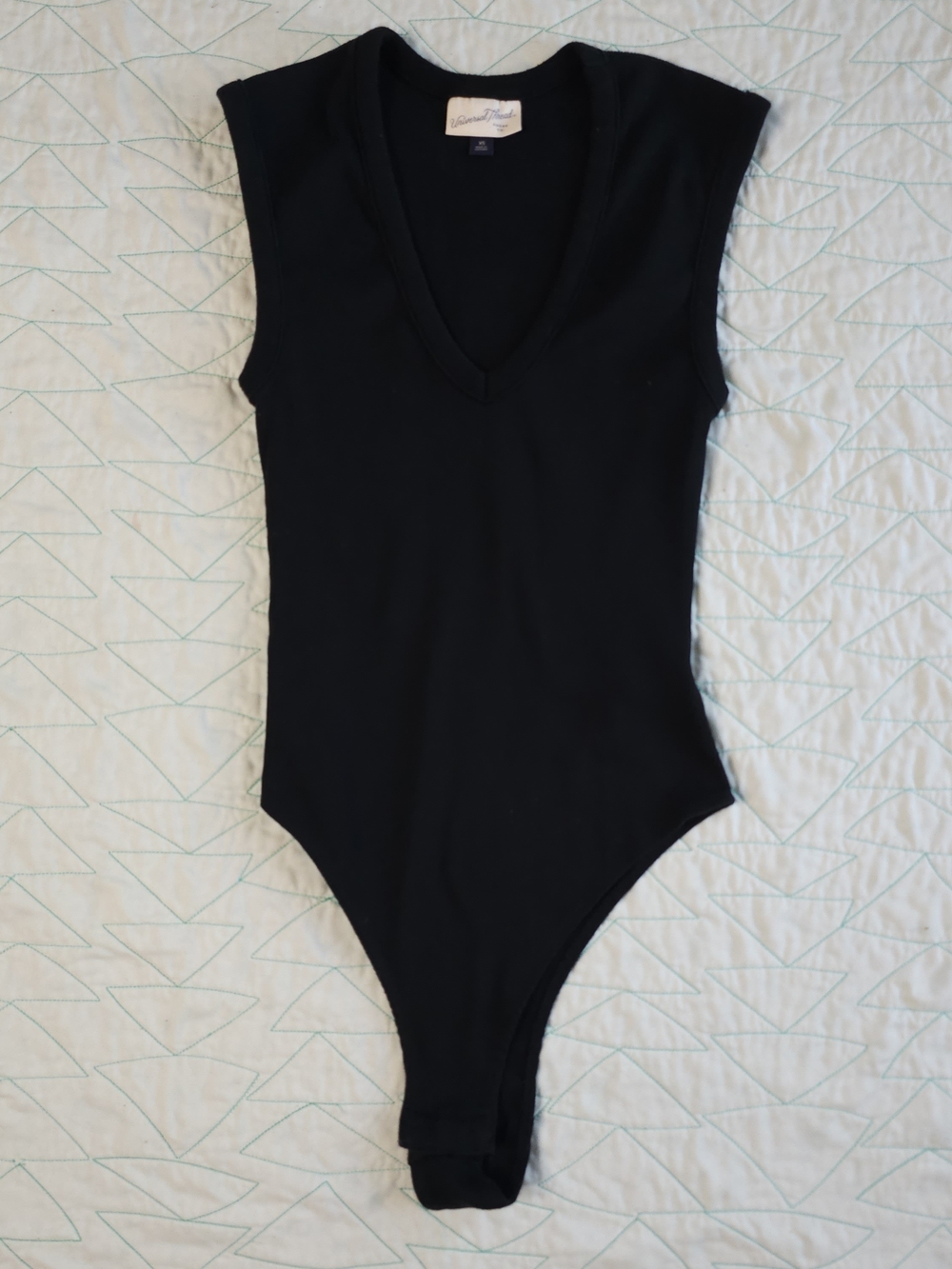 Universal Thread Black Ribbed V-Neck Sleeveless Bodysuit